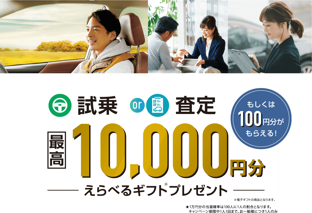 試乗OR査定 最高10000円分えらべるギフトプレゼント