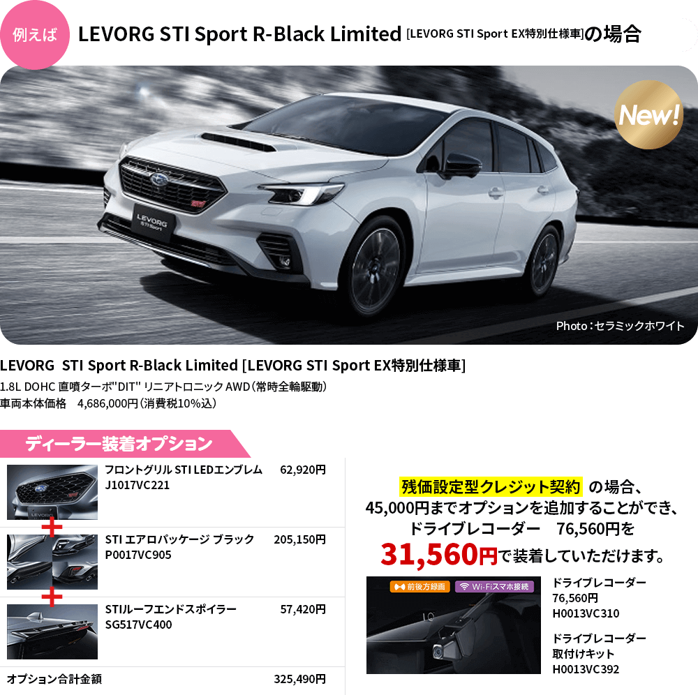 LEVORG STI Sport R-Black Limited [LEVORG STI Sport EX特別仕様車]の場合