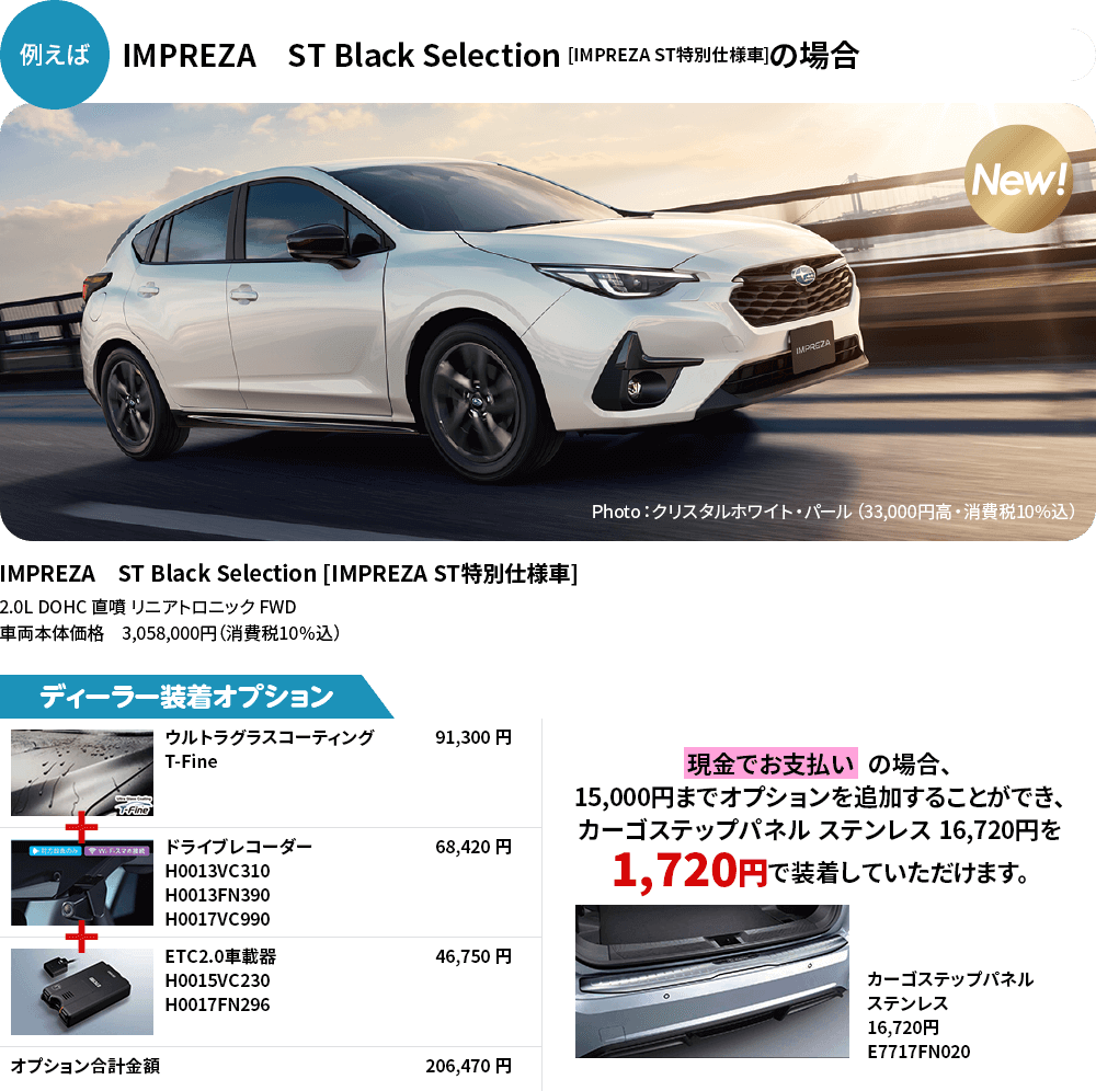 IMPREZA　ST Black Selection [IMPREZA ST特別仕様車]の場合　
